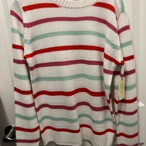 St. John's Bay Red, Pink, and Green Striped Sweater